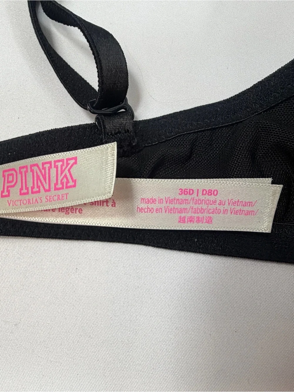 Victoria’s Secret PINK Wear Everywhere T-Shirt Bra Black Pink 36D